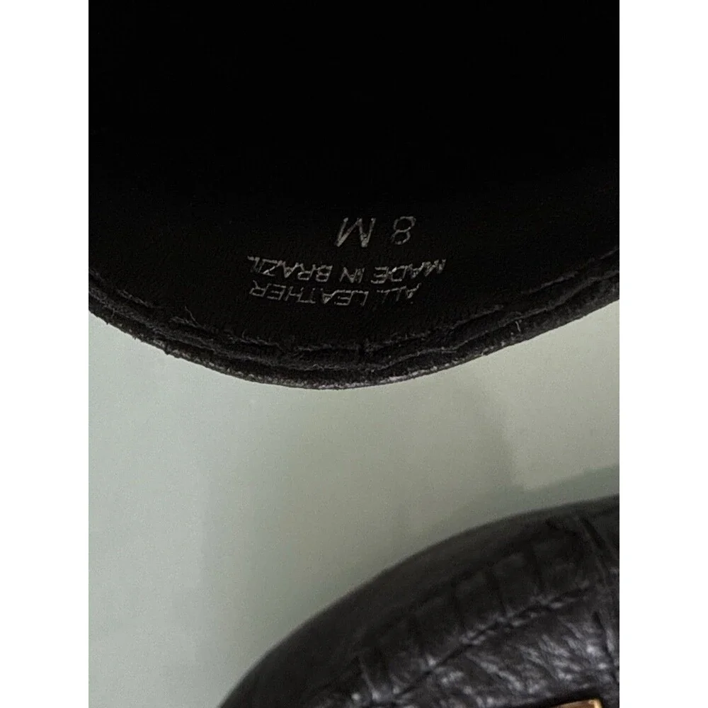 ✿ Tory Burch Black Leather Logo Ballet Flats Gold Plate Size 8M
